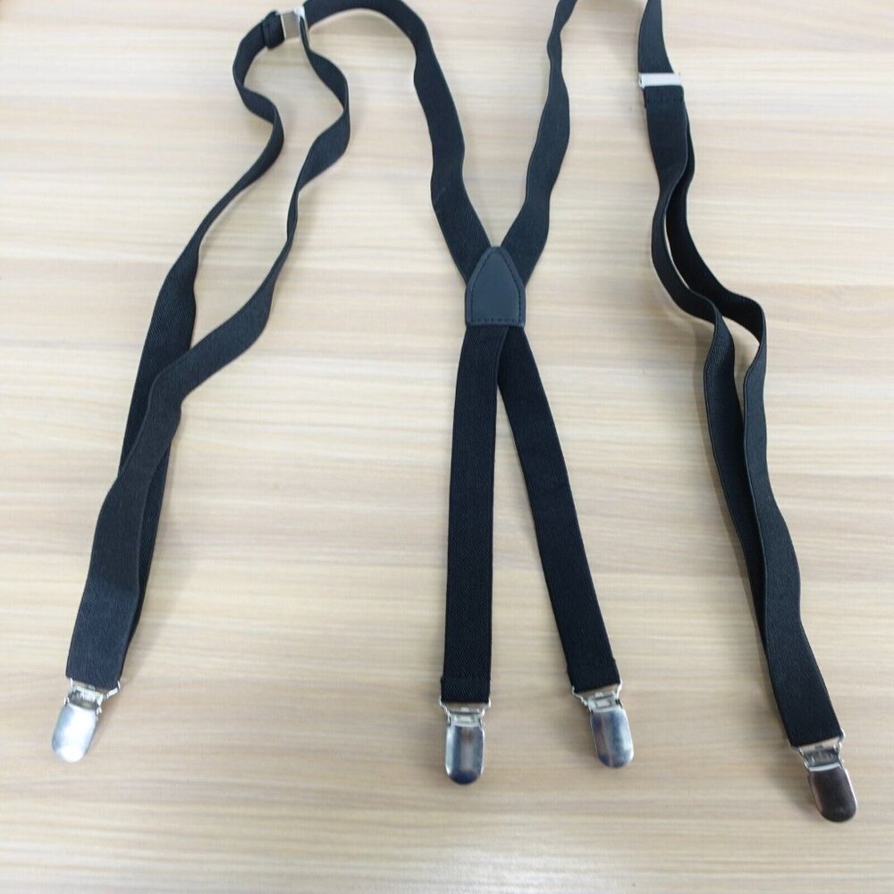 Suspender Mens Black Clip‎ On X Back Braces Formal Adjustable Strap Stretch